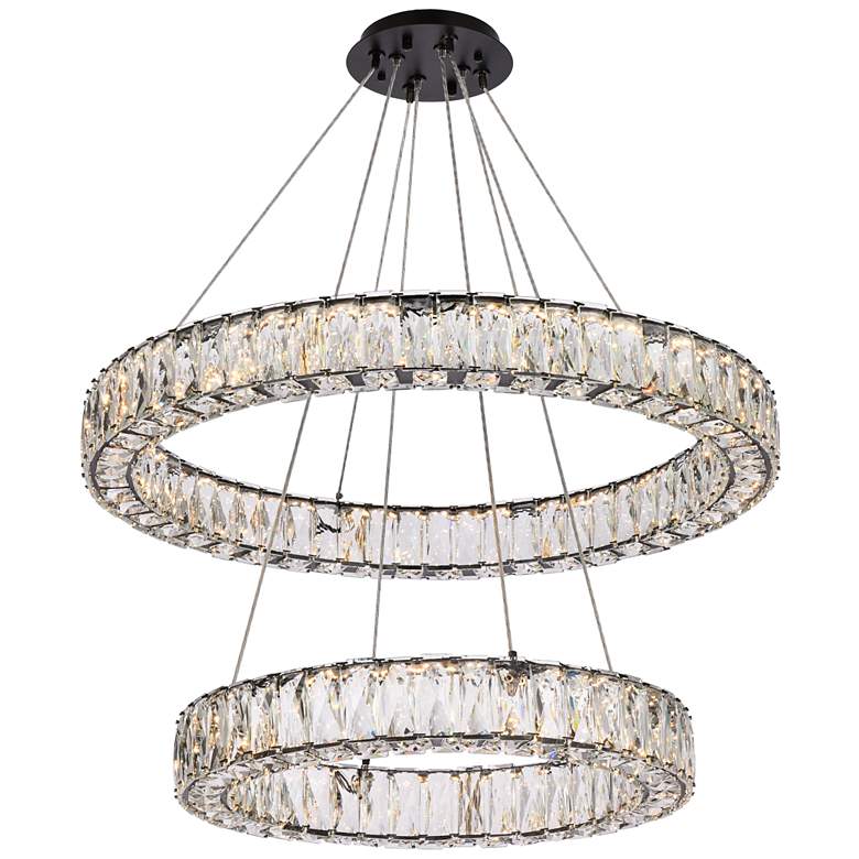 Image 1 Monroe 28 inch Led Double Ring Chandelier In Black