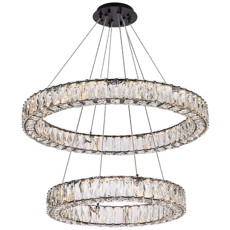 Image 1 Monroe 28" Led Double Ring Chandelier In Black