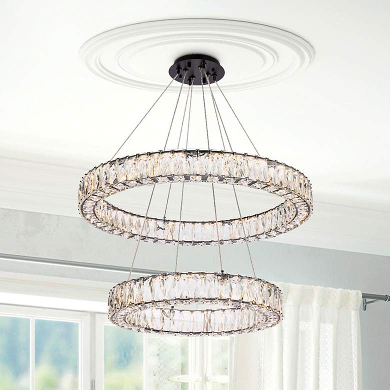 Image 1 Monroe 28" Led Double Ring Chandelier In Black