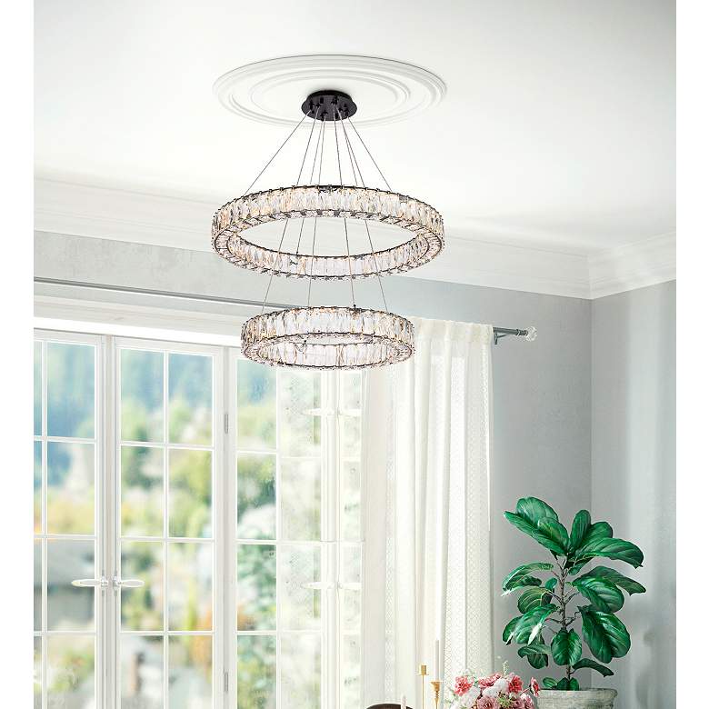 Image 3 Monroe 28" Led Double Ring Chandelier In Black more views