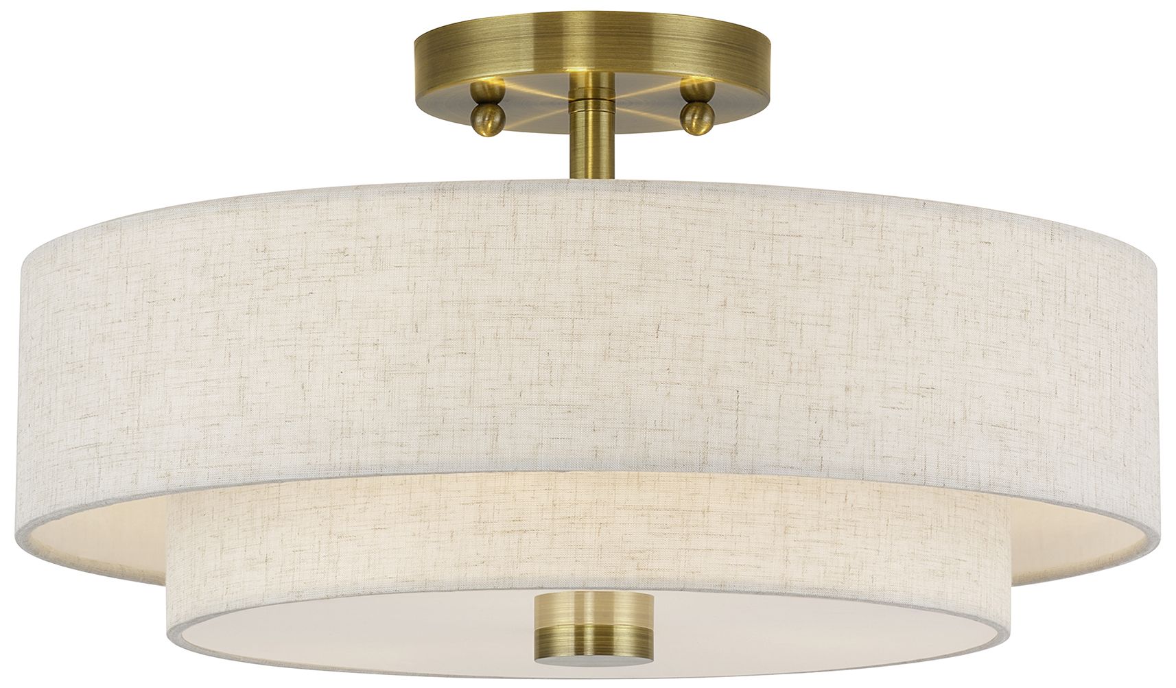 Image 2 Monroe 3 Light Antique Brass Large Semi-Flush