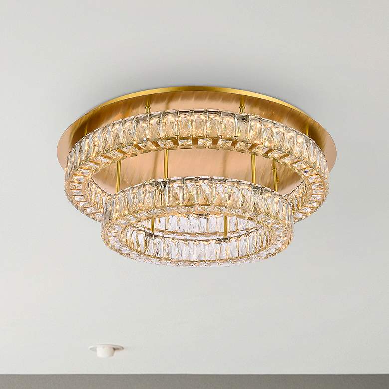 Image 1 Monroe 30" Led Double Flush Mount In Gold