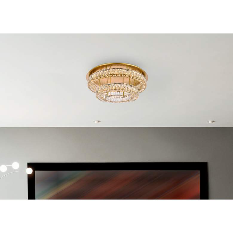 Image 3 Monroe 30" Led Double Flush Mount In Gold more views