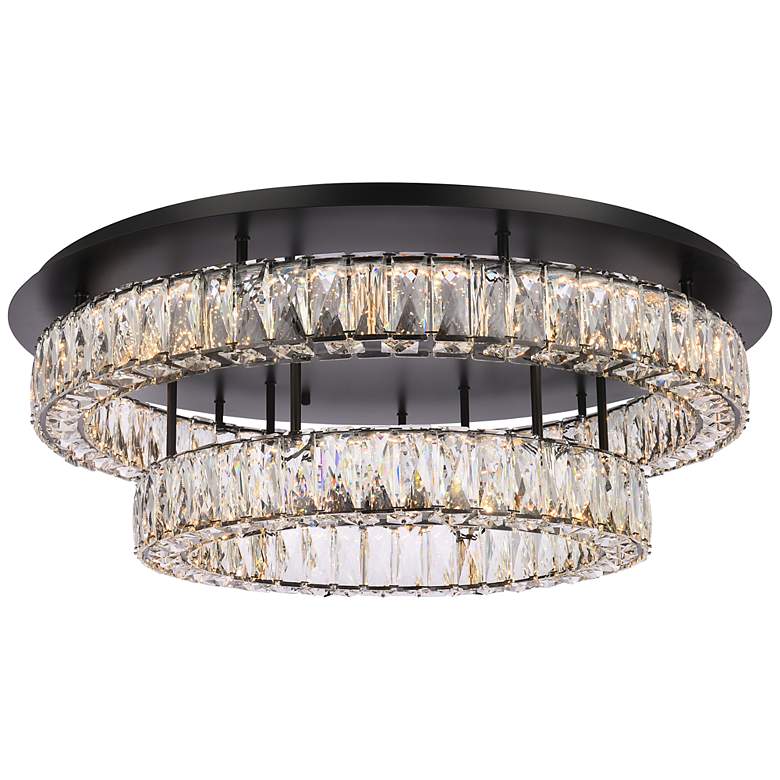 Image 2 Monroe 30" Wide Black Crystal LED 2-Tier Ceiling Light
