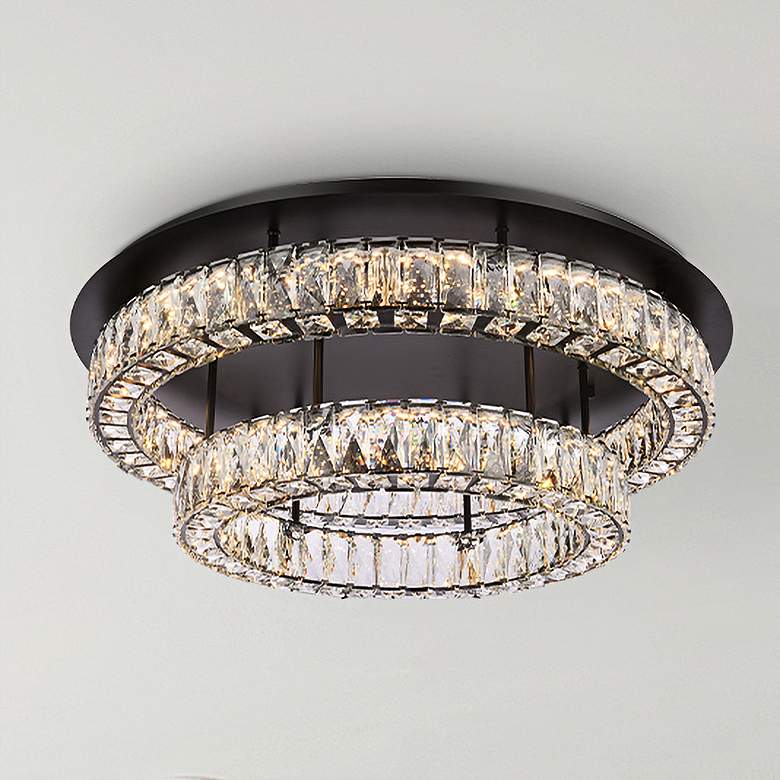 Image 1 Monroe 30" Wide Black Crystal LED 2-Tier Ceiling Light