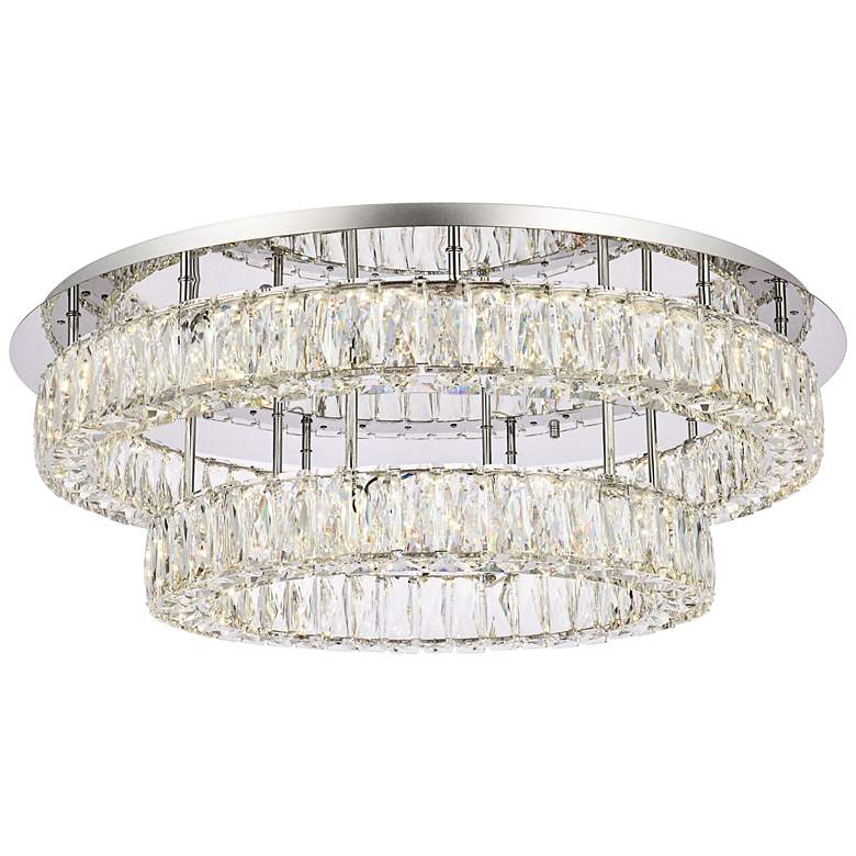 Image 2 Monroe 30" Wide Chrome Crystal LED 2-Tier Ceiling Light