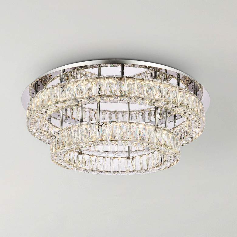 Image 1 Monroe 30" Wide Chrome Crystal LED 2-Tier Ceiling Light