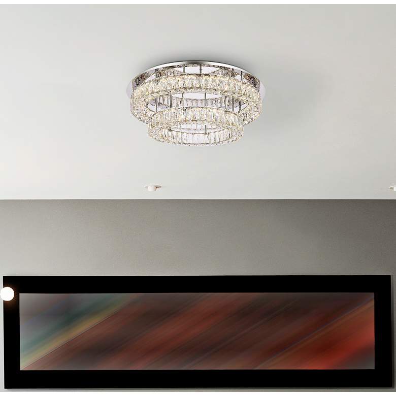 Image 3 Monroe 30" Wide Chrome Crystal LED 2-Tier Ceiling Light more views