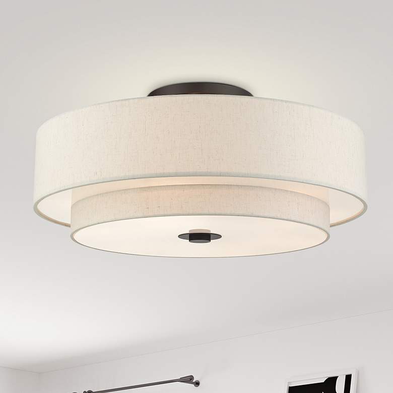 Image 2 Monroe 30" Wide English Bronze Drum Ceiling Light
