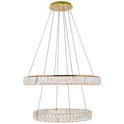 Monroe 31 1/2&quot; Wide Gold and Crystal 2-Tier LED Chandelier