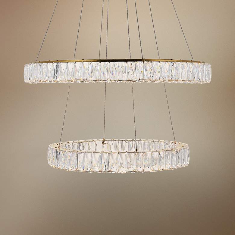 Image 1 Monroe 31 1/2" Wide Gold and Crystal 2-Tier LED Chandelier