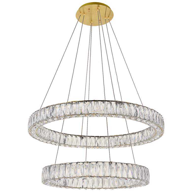 Image 3 Monroe 31 1/2" Wide Gold and Crystal 2-Tier LED Chandelier more views
