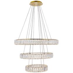 Monroe 31 1/2&quot; Wide Gold and Crystal 3-Tier LED Chandelier