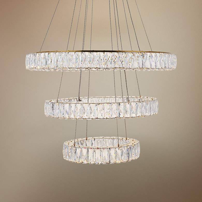 Image 1 Monroe 31 1/2" Wide Gold and Crystal 3-Tier LED Chandelier