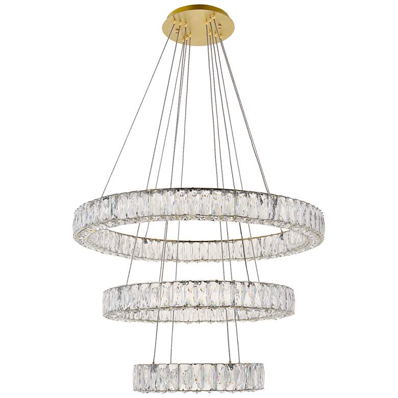 Image 3 Monroe 31 1/2" Wide Gold and Crystal 3-Tier LED Chandelier more views