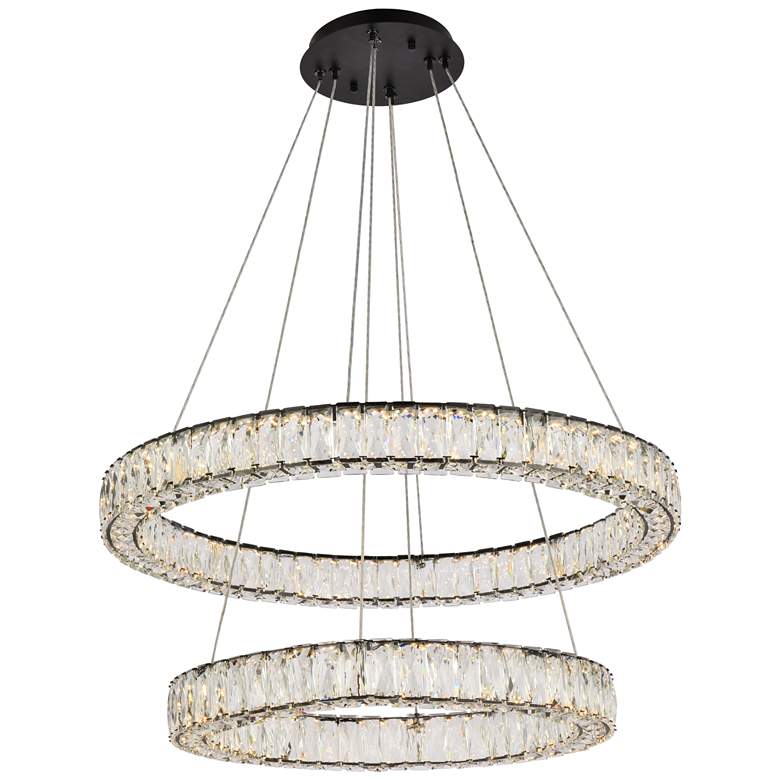 Image 1 Monroe 32 inch Led Double Ring Chandelier In Black