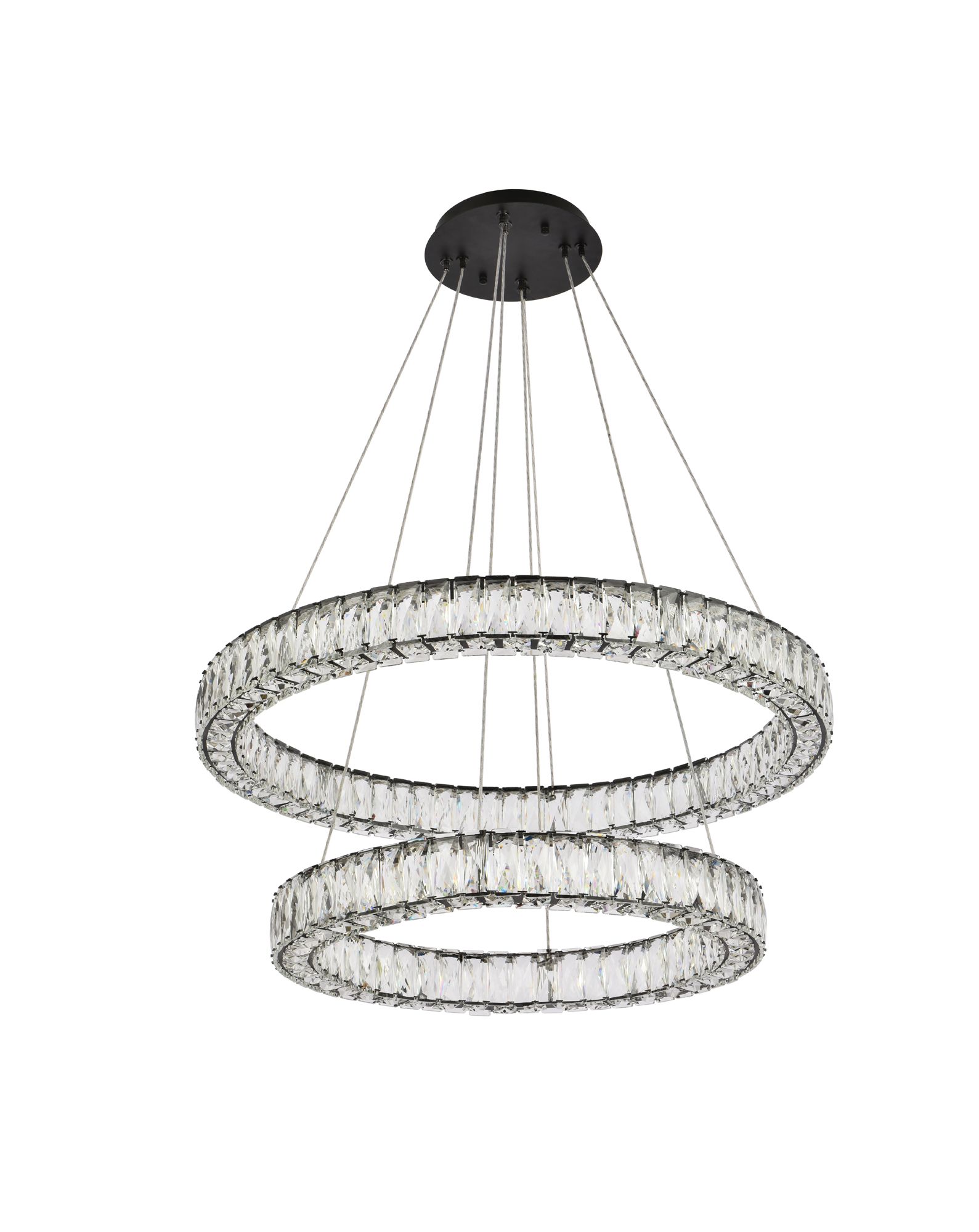 Monroe 32" Wide Black Crystal 2-Tier LED Chandelier