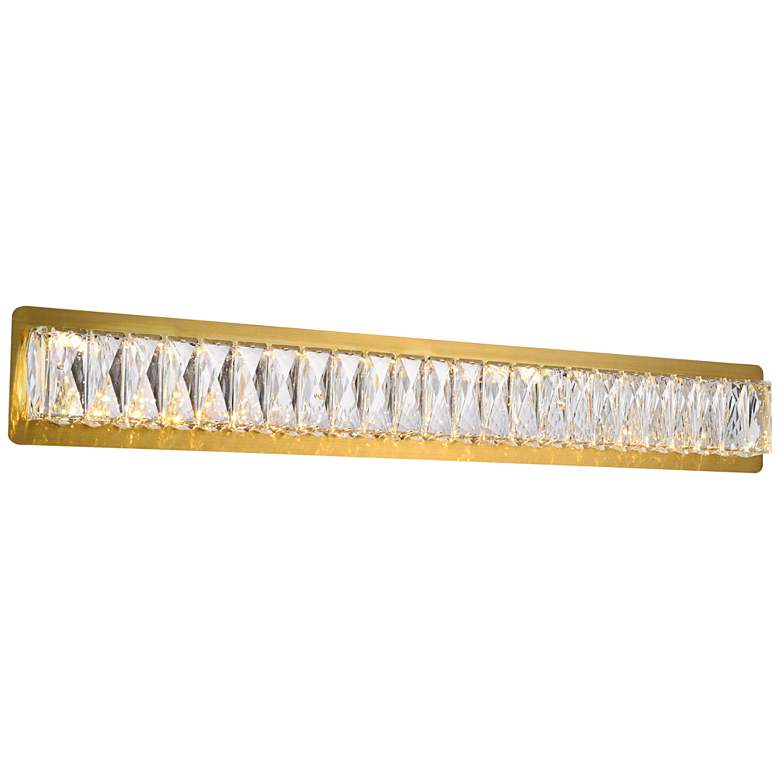Image 1 Monroe 32 inch Wide Gold and Crystal LED Bath Light
