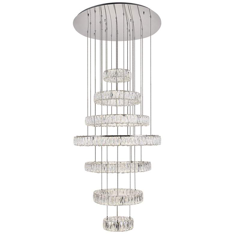 Image 2 Monroe 33 1/2 inch Wide Chrome and Crystal 7-Tier LED Chandelier