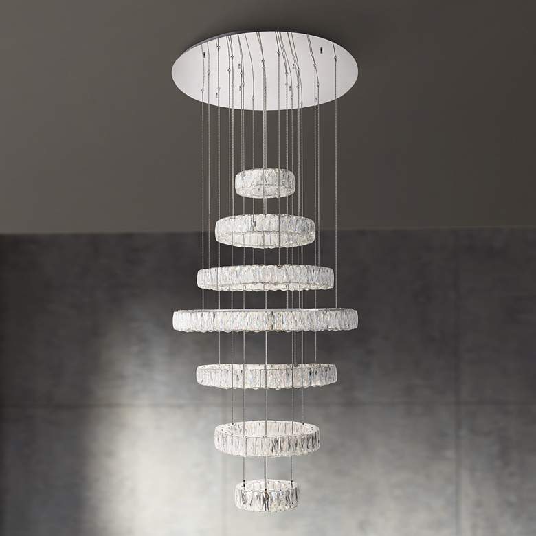 Image 1 Monroe 33 1/2" Wide Chrome and Crystal 7-Tier LED Chandelier