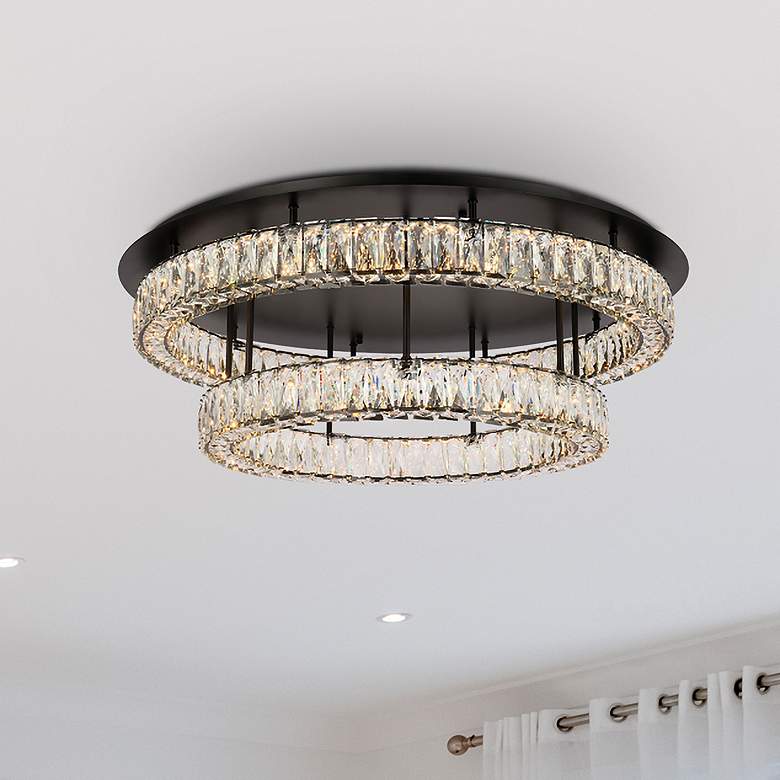 Image 2 Monroe 33" Led Double Flush Mount In Black