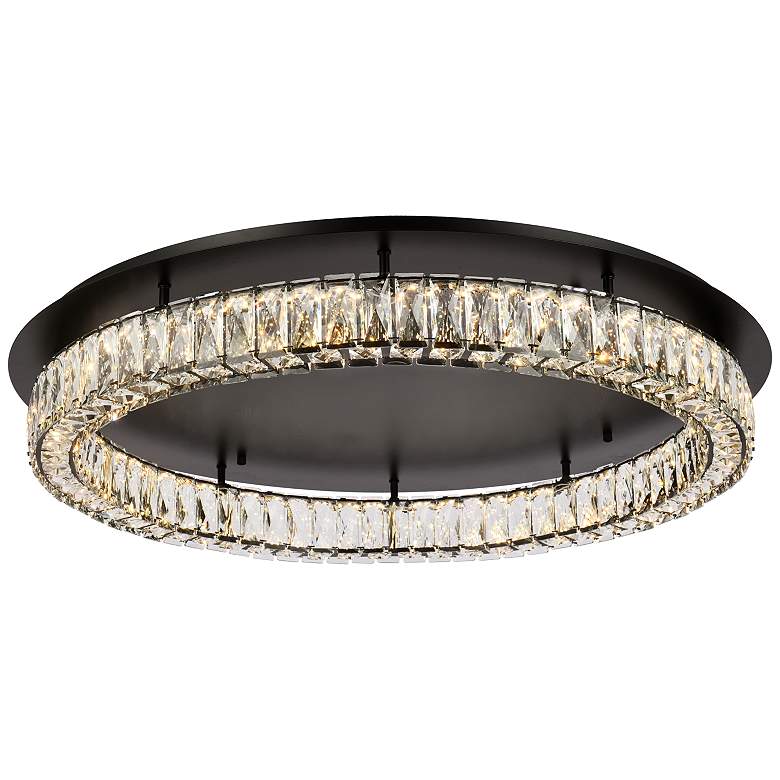 Image 1 Monroe 33" Wide Black and Clear Crystal LED Ceiling Light