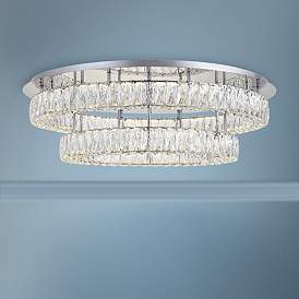 Image1 of Monroe 34" Wide Chrome and Crystal 2-Tier LED Ceiling Light