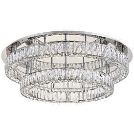Image3 of Monroe 34" Wide Chrome and Crystal 2-Tier LED Ceiling Light more views