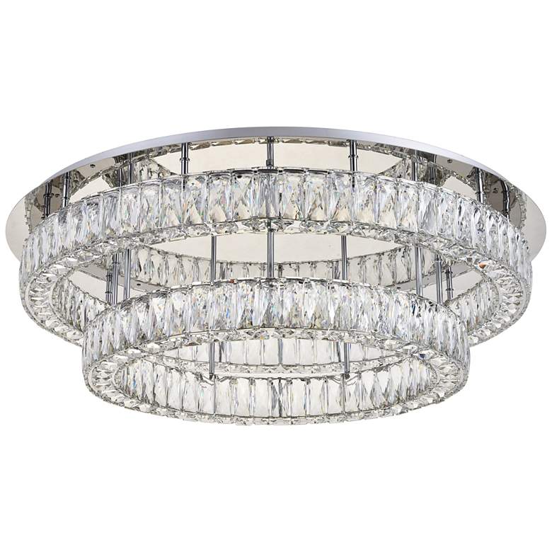 Image 3 Monroe 34 inch Wide Chrome and Crystal 2-Tier LED Ceiling Light more views
