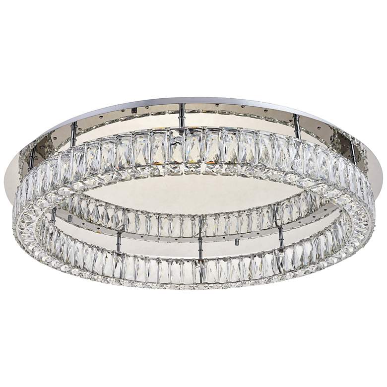 Image 2 Monroe 34 inch Wide Chrome and Crystal LED Ceiling Light