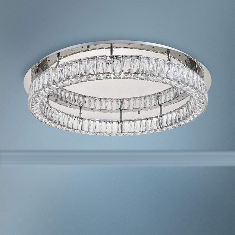 Image 1 Monroe 34 inch Wide Chrome and Crystal LED Ceiling Light