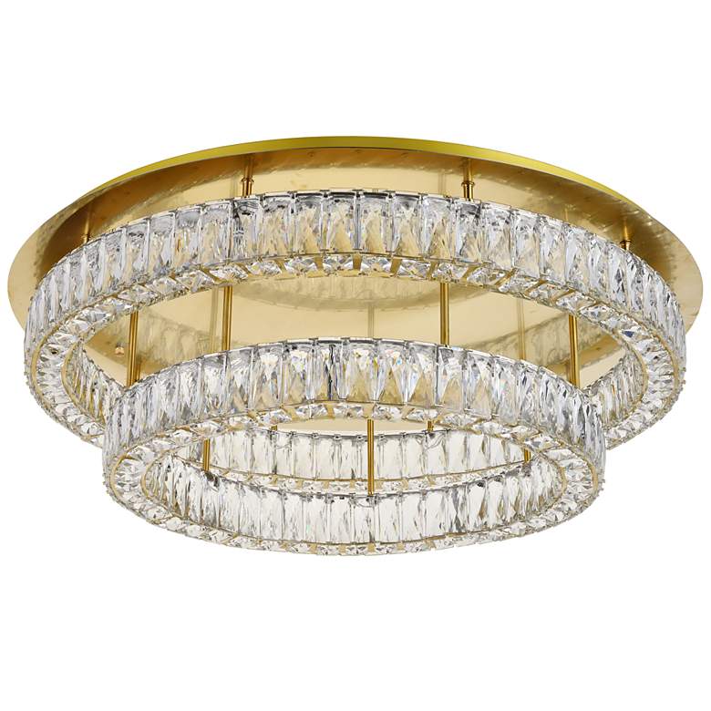 Image 3 Monroe 34" Wide Gold and Crystal 2-Tier LED Ceiling Light more views