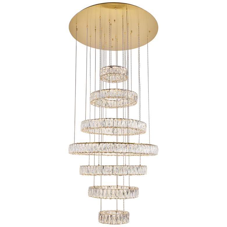 Image 2 Monroe 34" Wide Gold and Crystal 7-Tier LED Chandelier