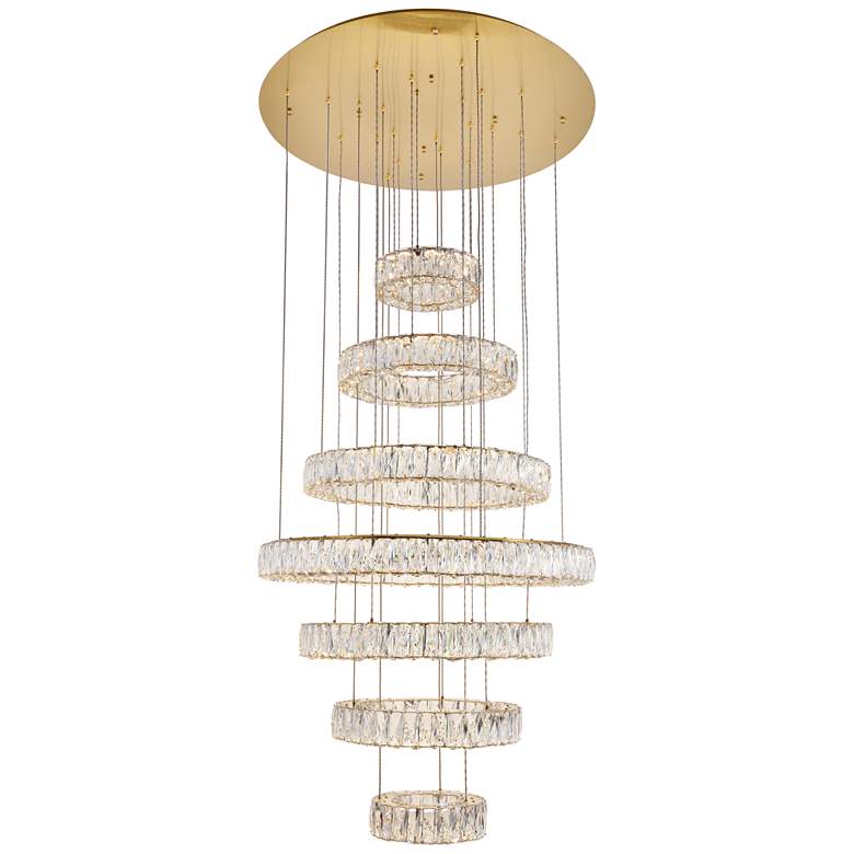 Image 2 Monroe 34" Wide Gold and Crystal 7-Tier LED Chandelier