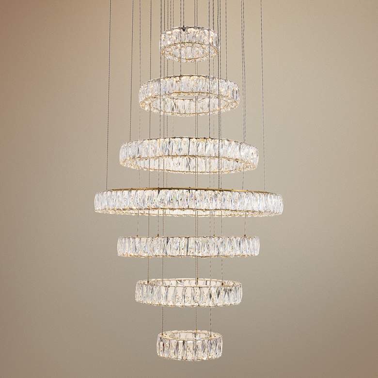 Image 1 Monroe 34" Wide Gold and Crystal 7-Tier LED Chandelier