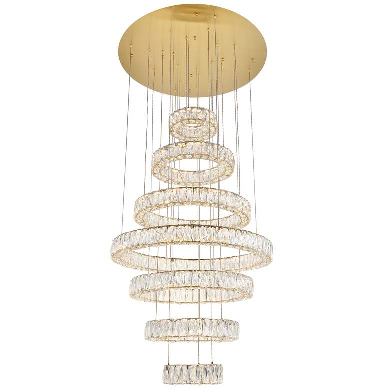 Image 3 Monroe 34" Wide Gold and Crystal 7-Tier LED Chandelier more views