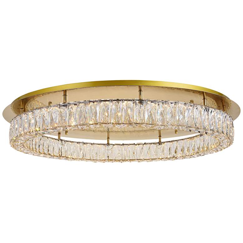 Image 2 Monroe 34 inch Wide Gold and Crystal LED Ceiling Light