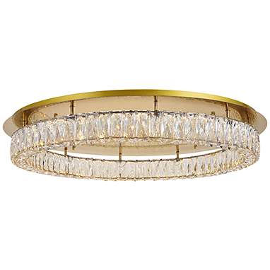 Monroe 34" Wide Gold and Crystal LED Ceiling Light