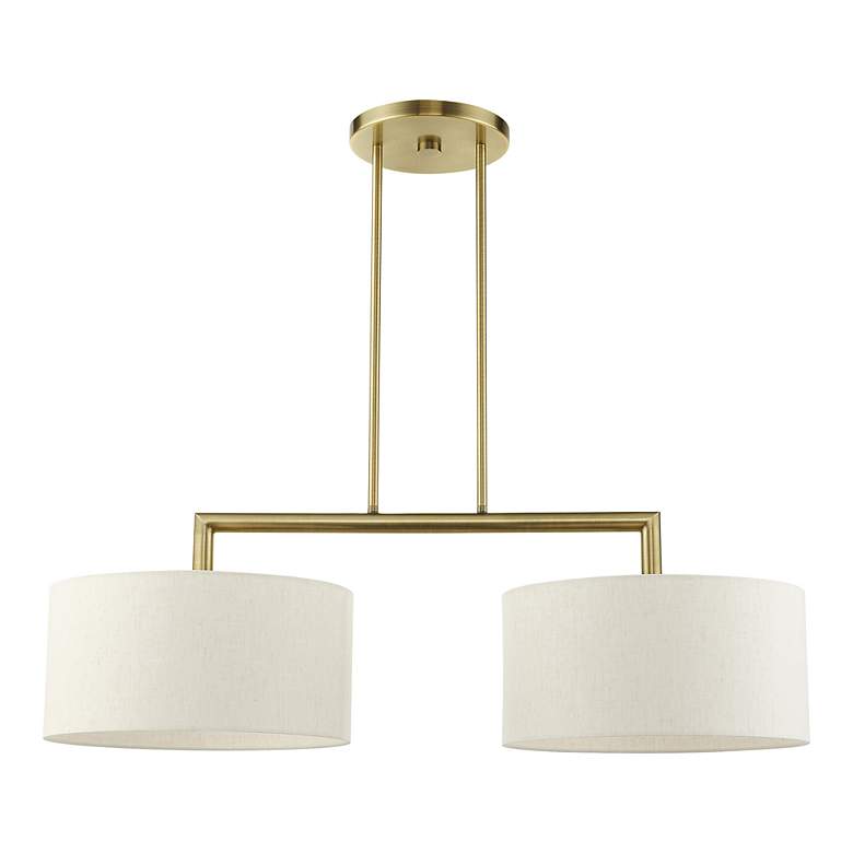 Image 3 Monroe 35"W Antique Brass 2-Light Chandelier w/ Drum Shades more views