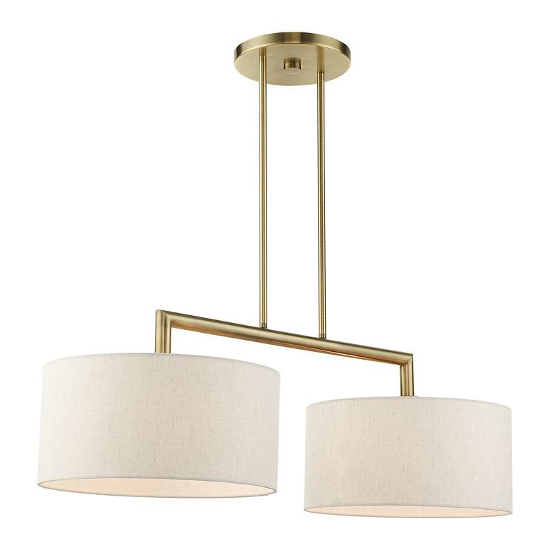 Image 6 Monroe 35"W Antique Brass 2-Light Chandelier w/ Drum Shades more views