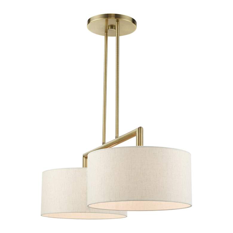 Image 7 Monroe 35"W Antique Brass 2-Light Chandelier w/ Drum Shades more views