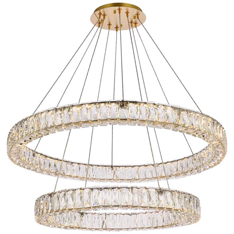 Image 1 Monroe 36 inch Led Double Ring Chandelier In Gold