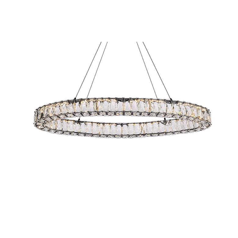 Image 4 Monroe 36" Wide Black Crystal LED Oval Pendant Light more views