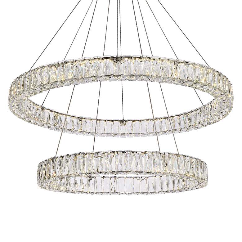 Image 4 Monroe 36" Wide Chrome Crystal 2-Ring LED Pendant Light more views