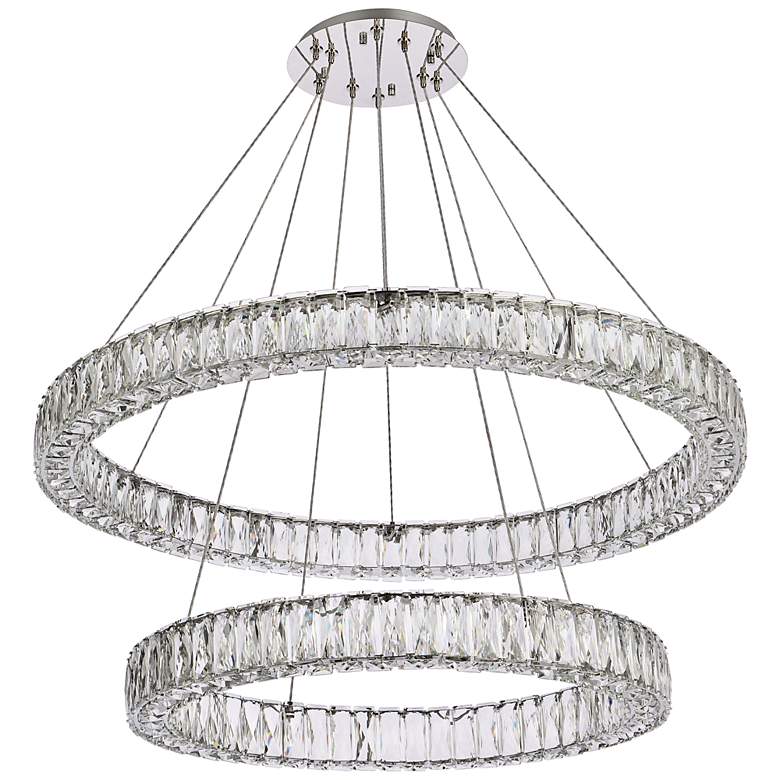 Image 5 Monroe 36" Wide Chrome Crystal 2-Ring LED Pendant Light more views