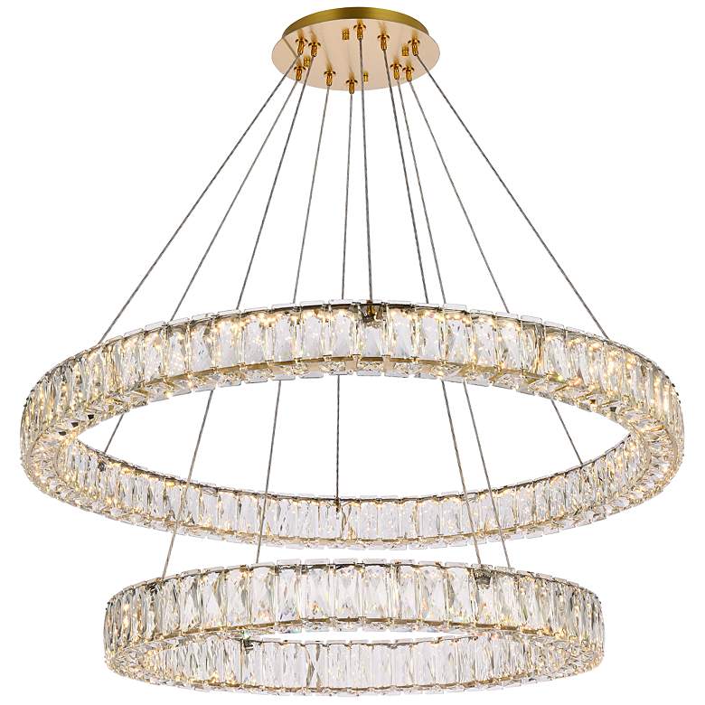 Image 2 Monroe 36" Wide Gold 2-Light LED Tiered Ring Chandelier