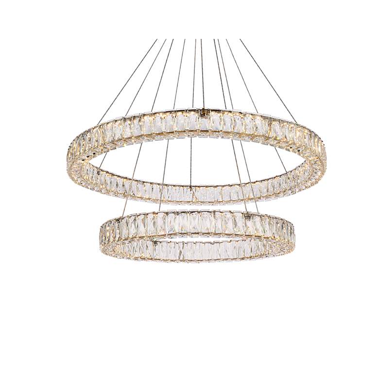 Image 4 Monroe 36" Wide Gold 2-Light LED Tiered Ring Chandelier more views