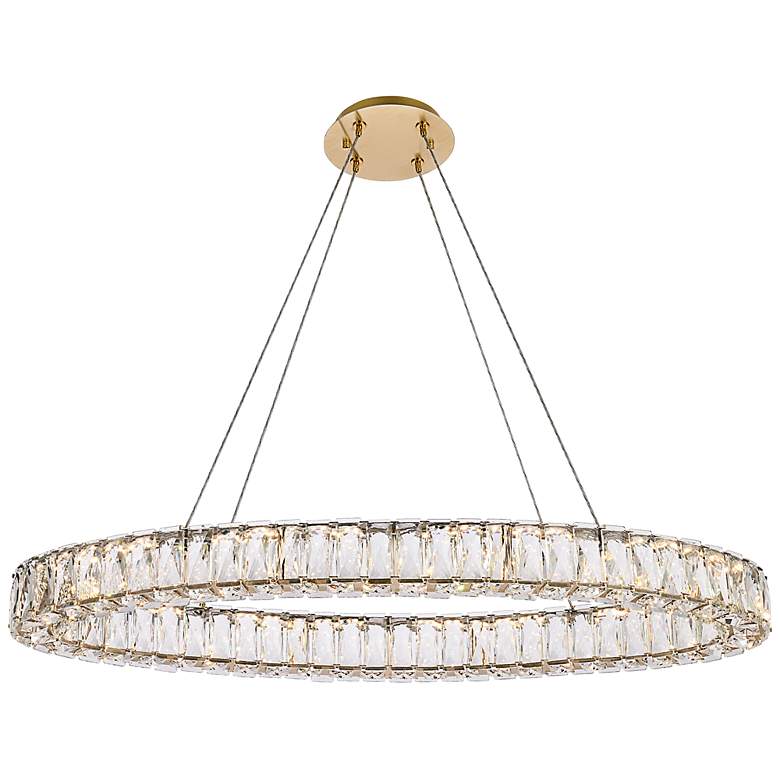Image 2 Monroe 36 inch Wide Gold Crystal LED Oval Pendant Light