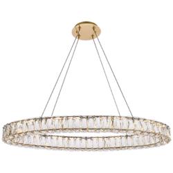 Monroe 36" Wide Gold Crystal LED Oval Pendant Light