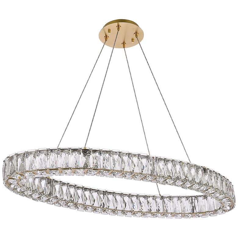 Image 7 Monroe 36 inch Wide Gold Crystal LED Oval Pendant Light more views